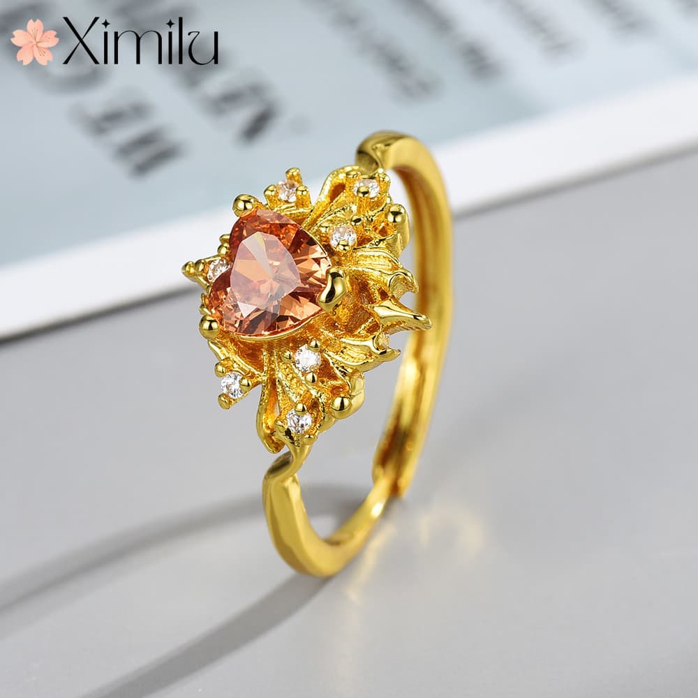 ❤ Criativo Fanta pedra pequeno sol banhado a ouro anel luz luxo High-End requintado simples All-Match jóias