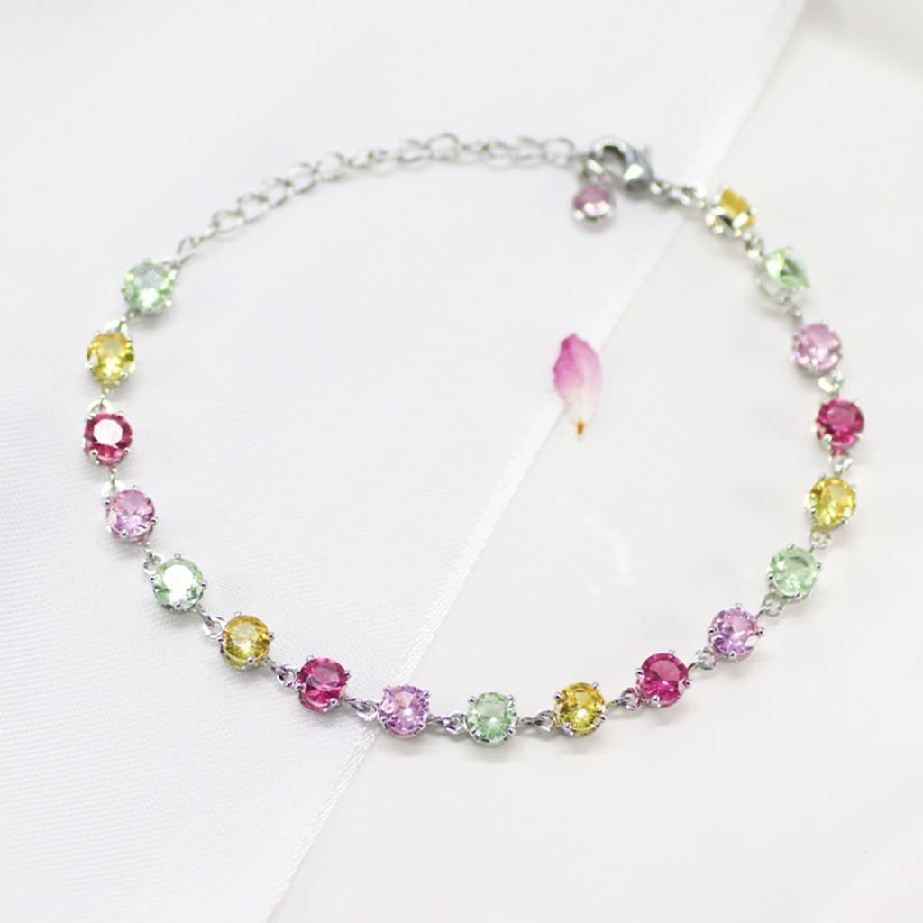 [Estoque pronto] Novo estilo high-End octogonal Millennium rosa corte zircão pulseira incrustada de alto carbono diamant