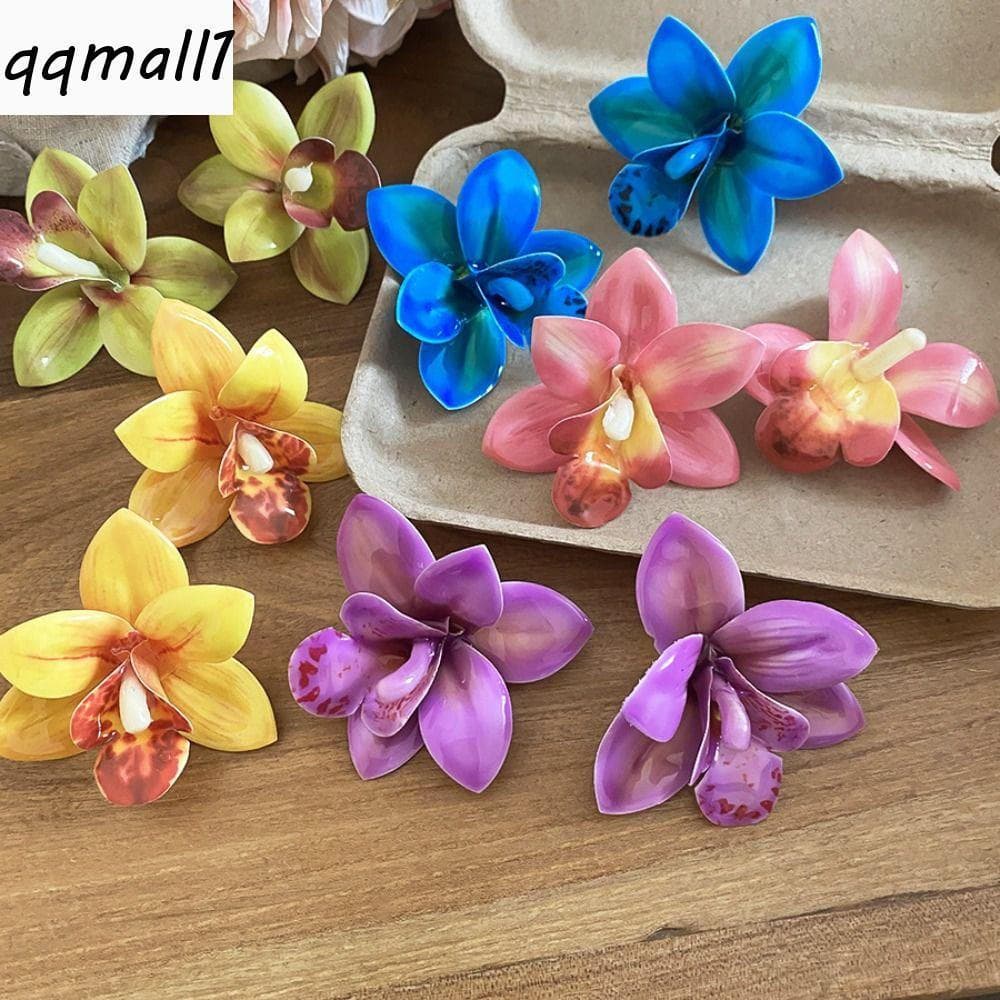 QQMALL1 Brincos De Flores , Joias De Praia Exageradas , Simuladas , Agulha De Prata