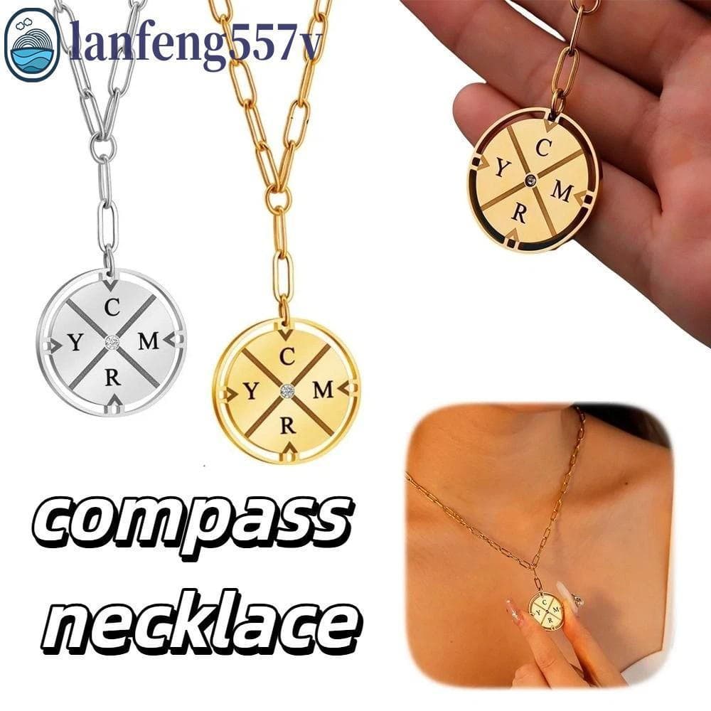 Colar Com Pingente De Bússola LANFENG , Joia De Pescoço Dourado , Estilo Chinês , Corrente De Clavícula De Diamante Vint