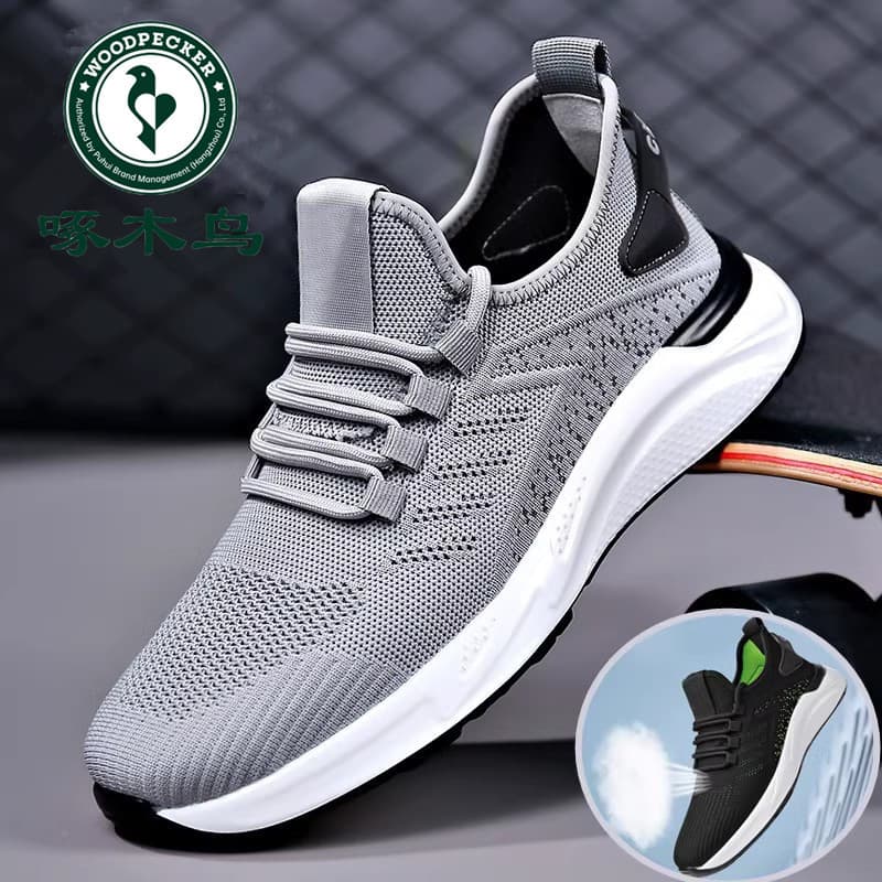 Woodpecker sapatos masculinos primavera novo estilo esportes sapatos casuais masculinos na moda All-Match malha sapatos