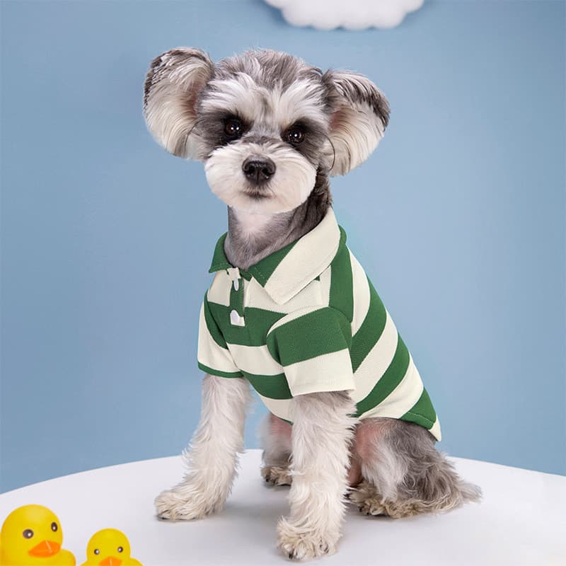 2026 Primavera Verão Novo Estilo Cão de Estimação Respirável Confortável Camisa POLO Clássico Listrado Lapela Frisada Pi