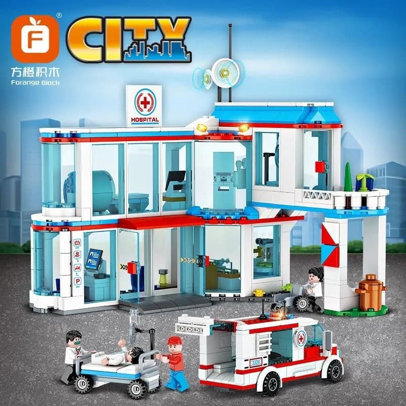 Compatível com Lego City Hospital Series Ambulância Centro de Primeiros Socorros Menino Montagem Educacional Bloco de Co
