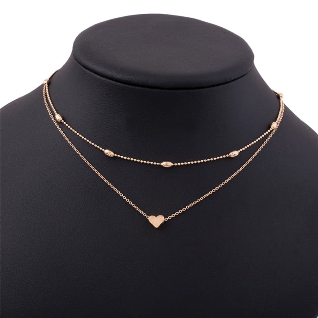 Colar 2 Camadas Choker Multicamadas Pingente De Coração