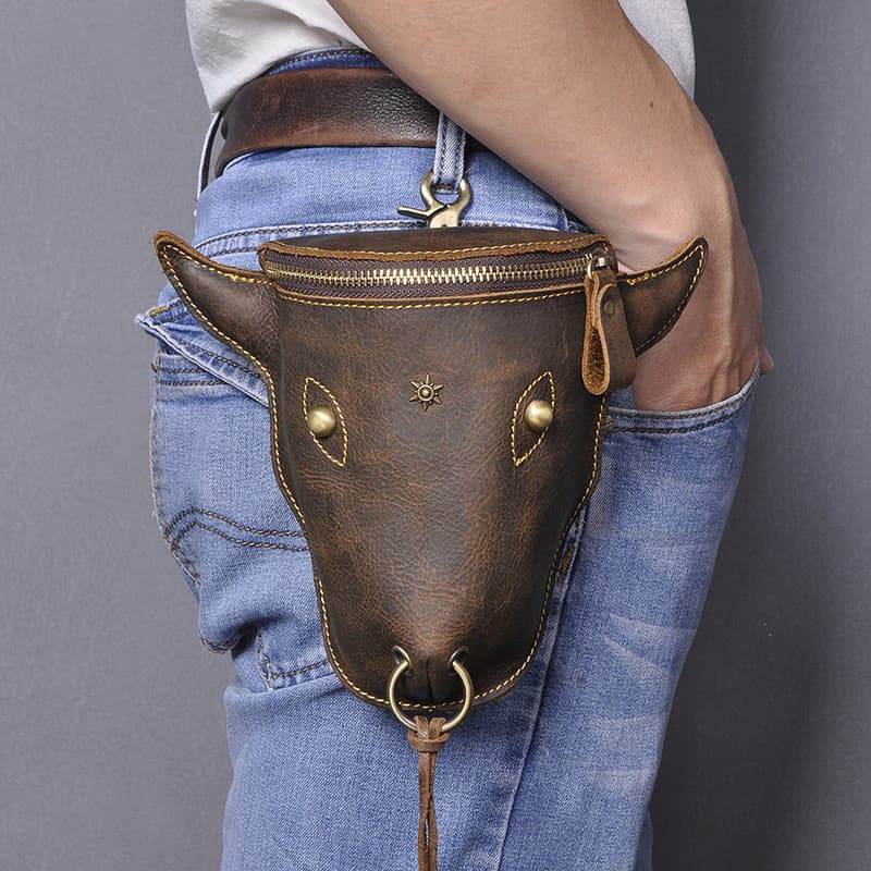 Original exclusivo primeira camada de couro de cavalo louco bolsa masculina de couro genuíno Retro na moda legal cabeça