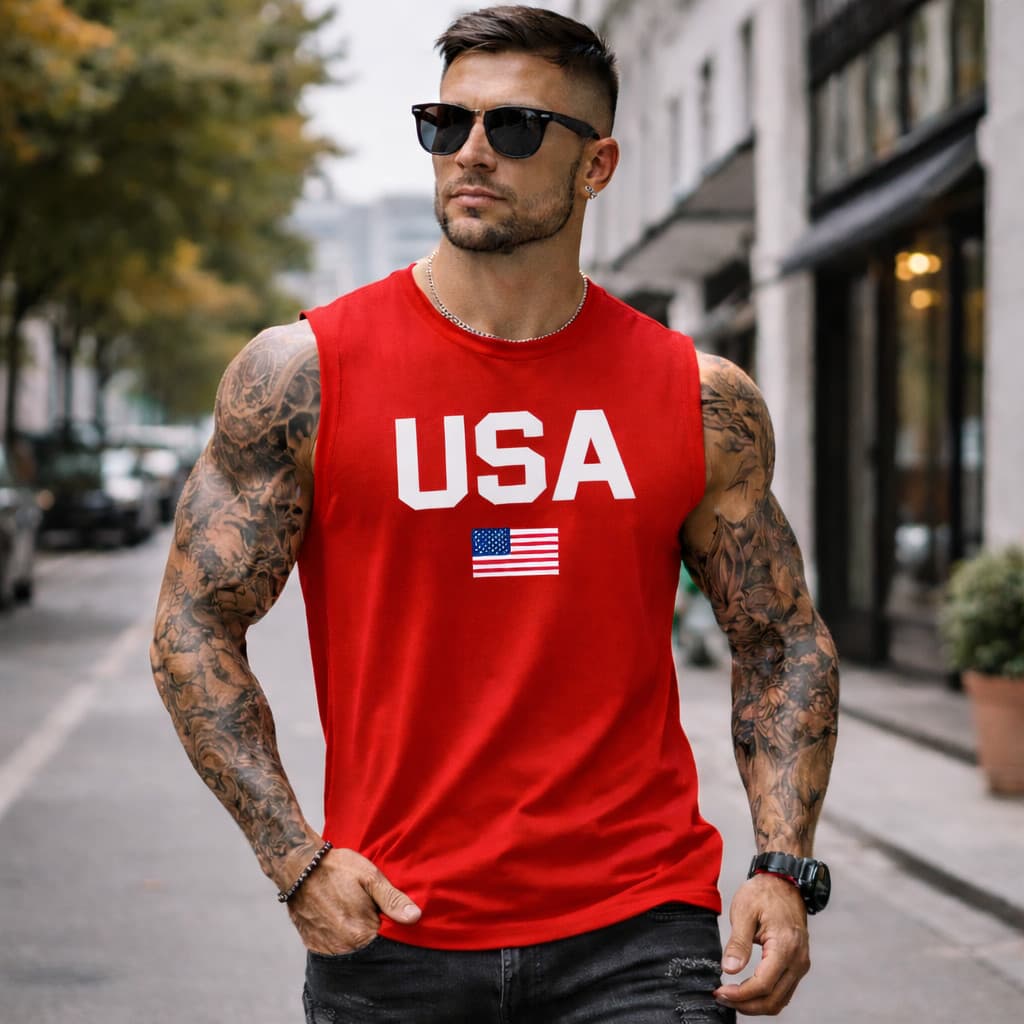 Regata USA Machão Academia Treino Masculina 100% Algodão
