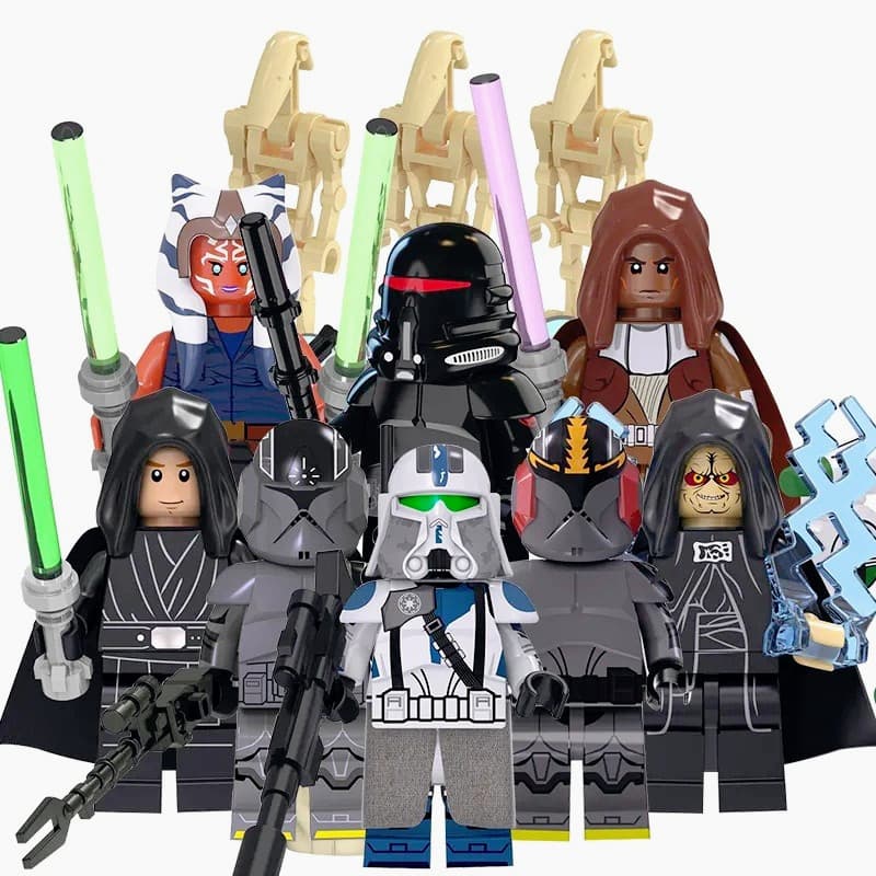 Space Wars Ahsoka Mace Windu Luke Skywalker Com Baby Yoda Palpatine Commander Blackout Mini Blocos De Construção Criança