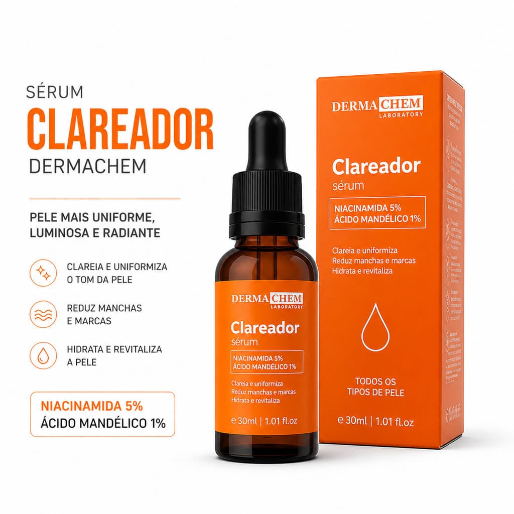 Skin Care Sérum Clareador Ácido Mandélico Niacinamida Ácido Hialurônico 30ml