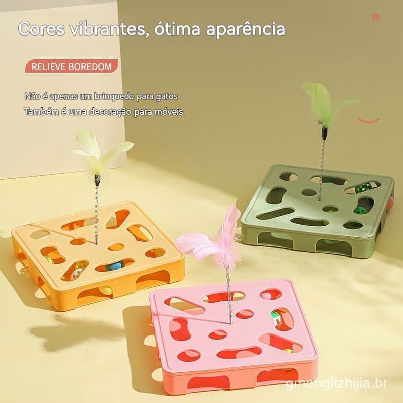 Brinquedo para Gato Alivia o Tédio Brinquedo Divertido para Gato Arranhar Brinquedo com Pluma e Sino Brinquedo para Gato
