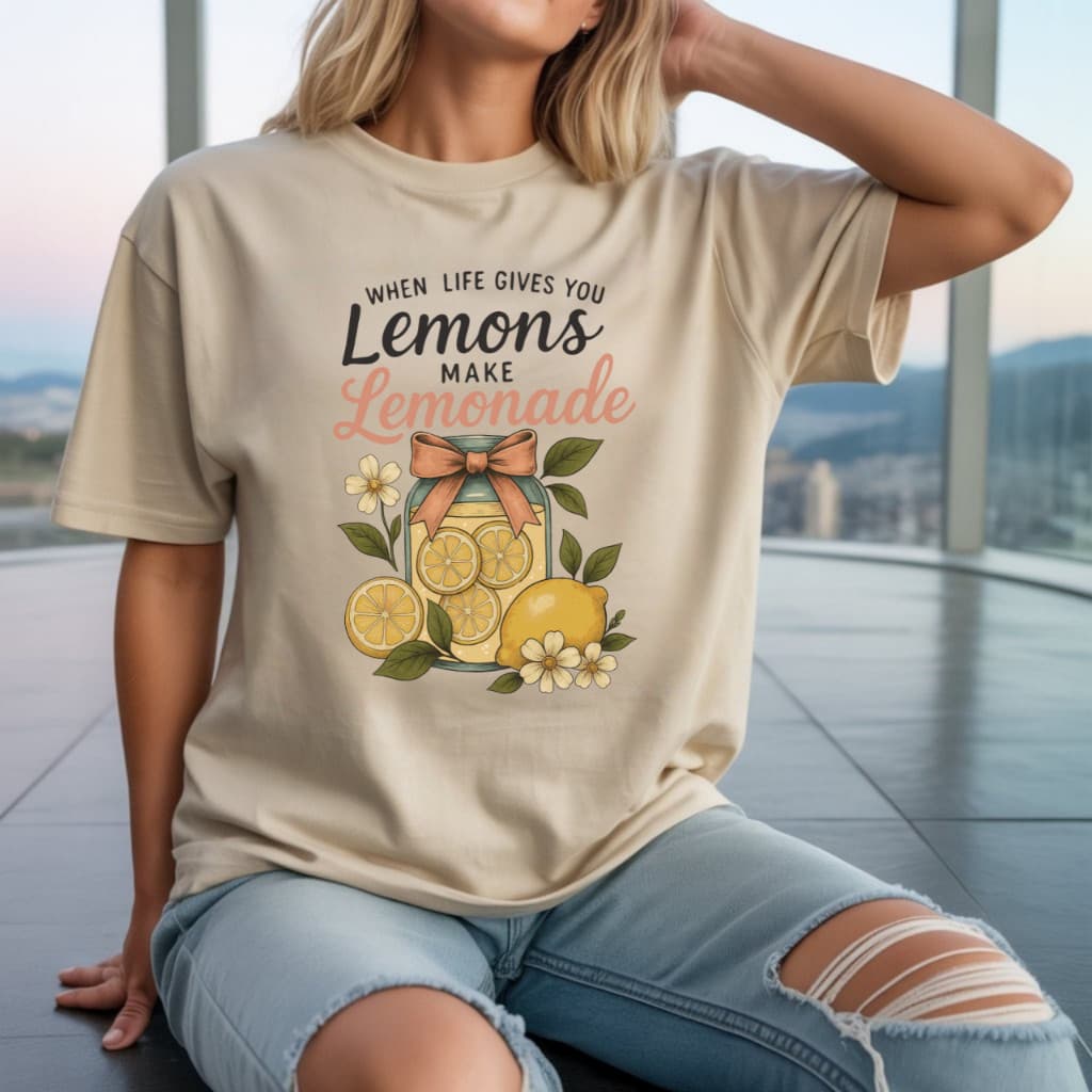 Camiseta Feminina Estampa Frase Motivacional Lemonade T-shirt Algodão Gola Redonda