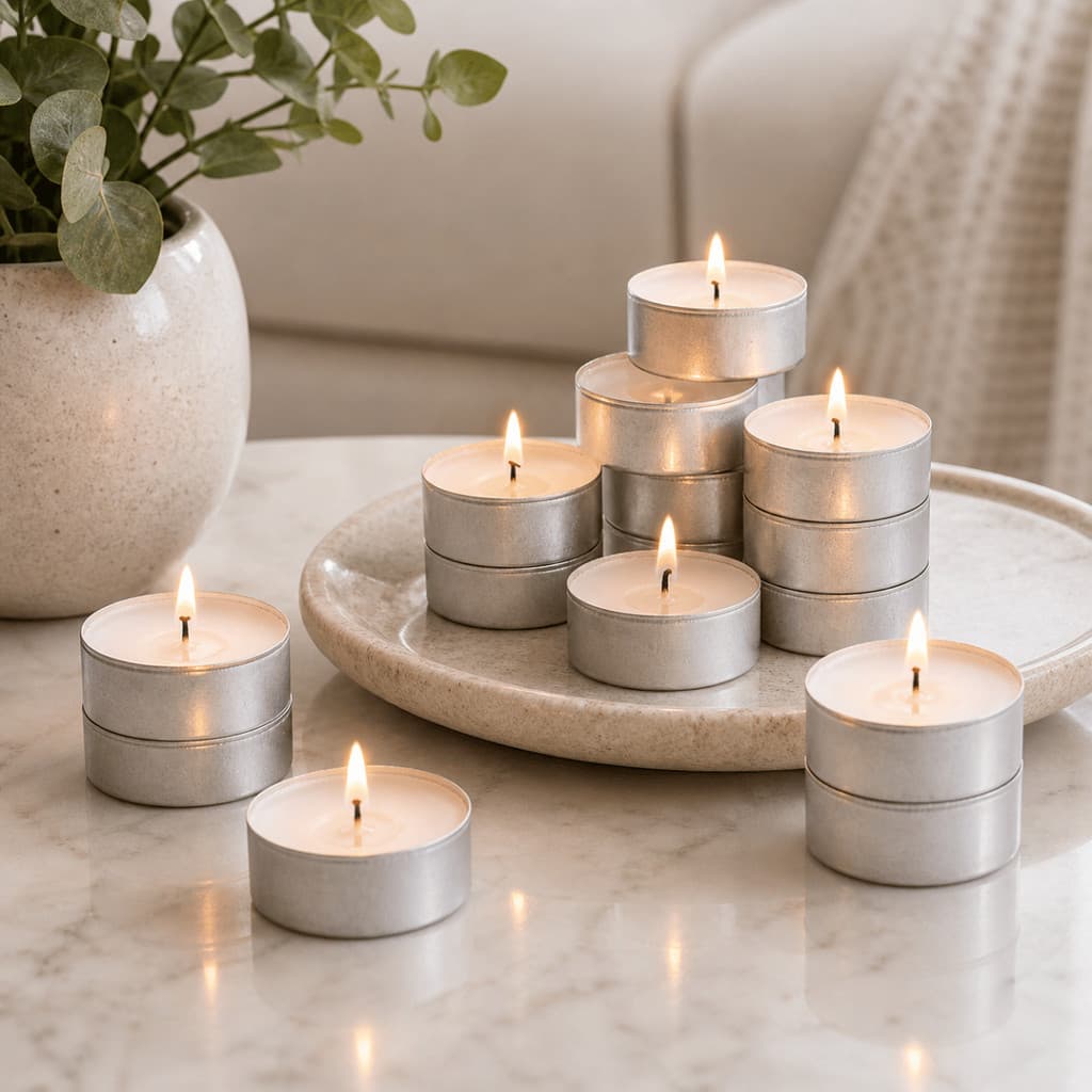 Caixa Com 50 Velas Rechaud Redondas Suporte Metalico Ideal Para Aparelho De Fondue E Aquecedores De Bule