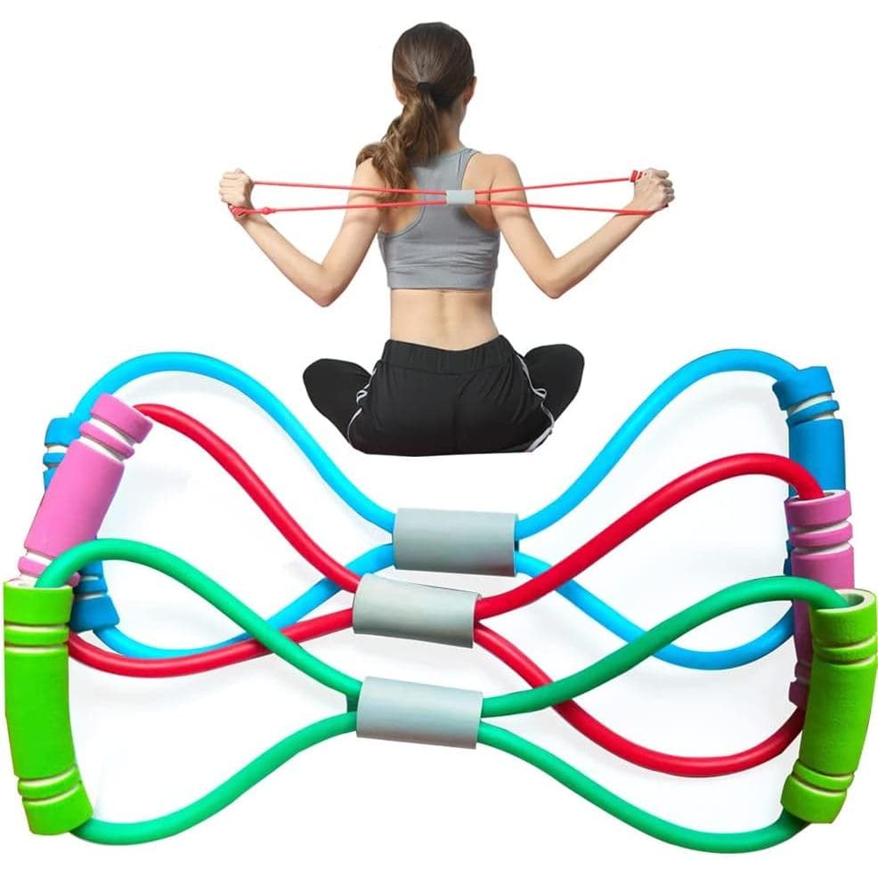 Banda de Resistência para Yoga Fitness 8 e Bandas de Resistência para Braços, Equipamento de Exercício para Alongamento