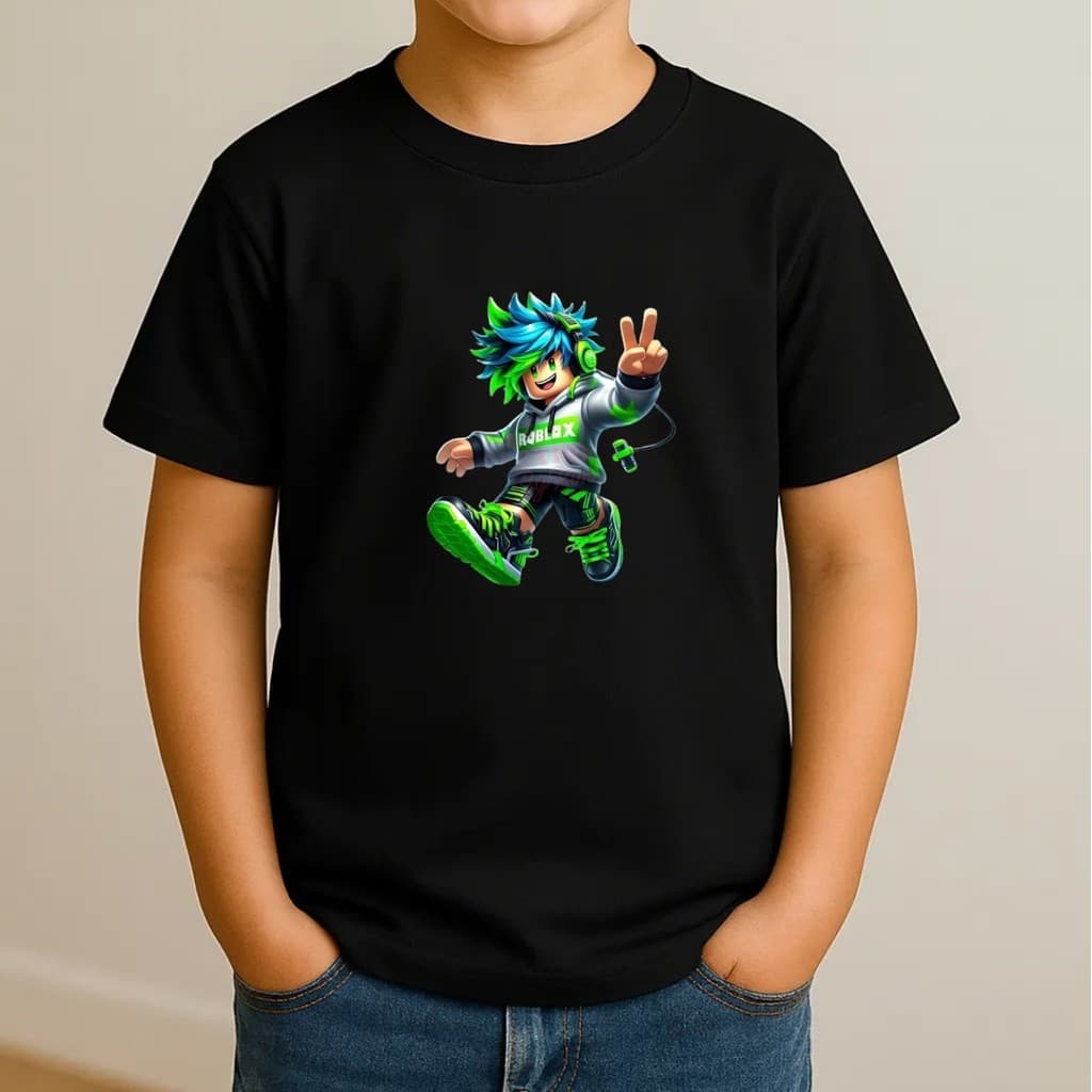 Camiseta Infantil Gamer Roblox Estampa Geek Manga Curta