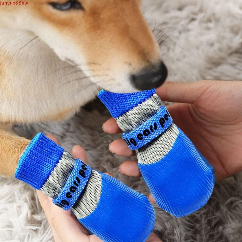 JUNYUE 4 Unidades/Conjunto Meias Impermeáveis Para Cachorros , Resistente Ao Desgaste , Antiderrapante , Anti-Sujeira ,
