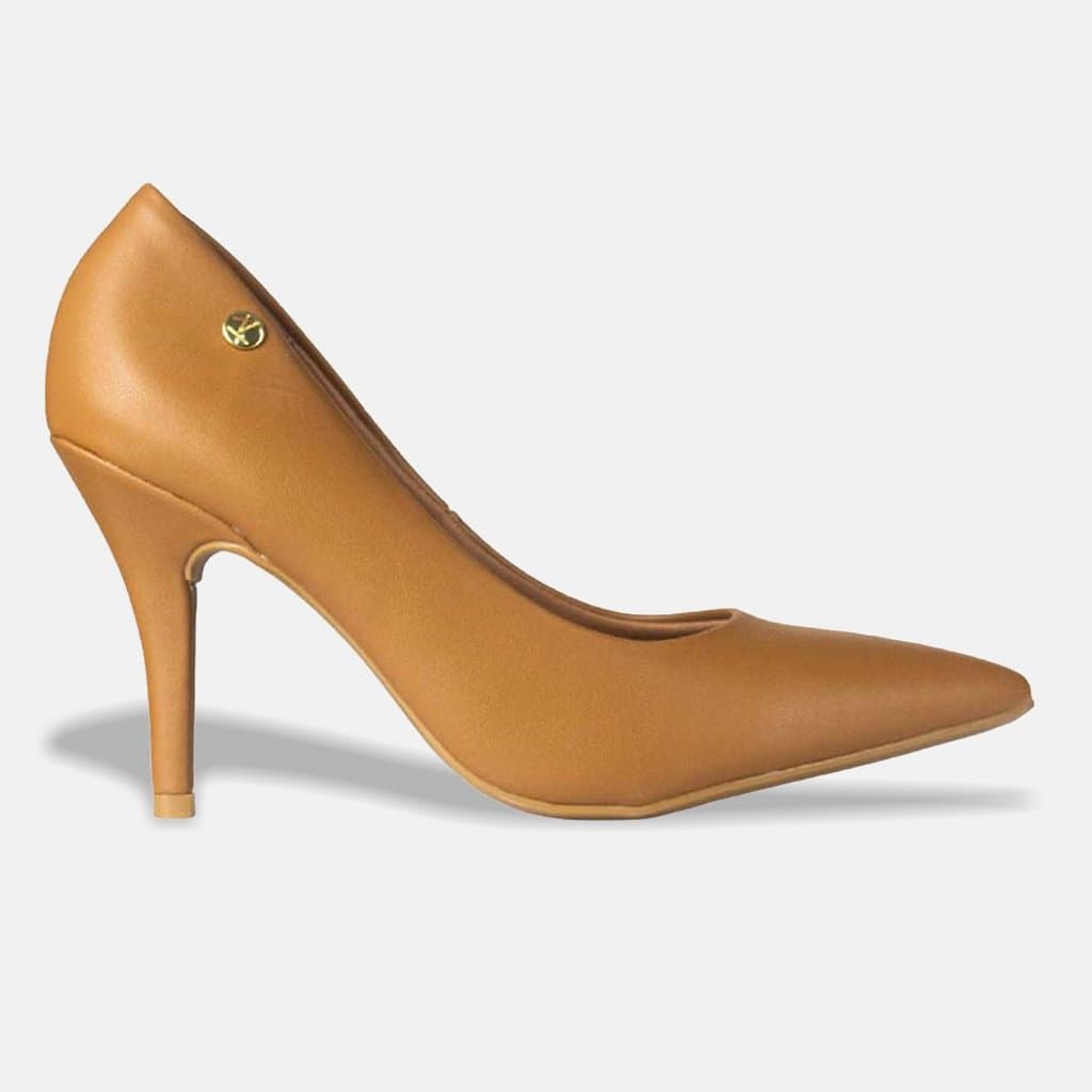 Sapato Scarpin Vizzano Bico Fino Salto Alto Pelica 1184.1101.7286 Caramelo - 35