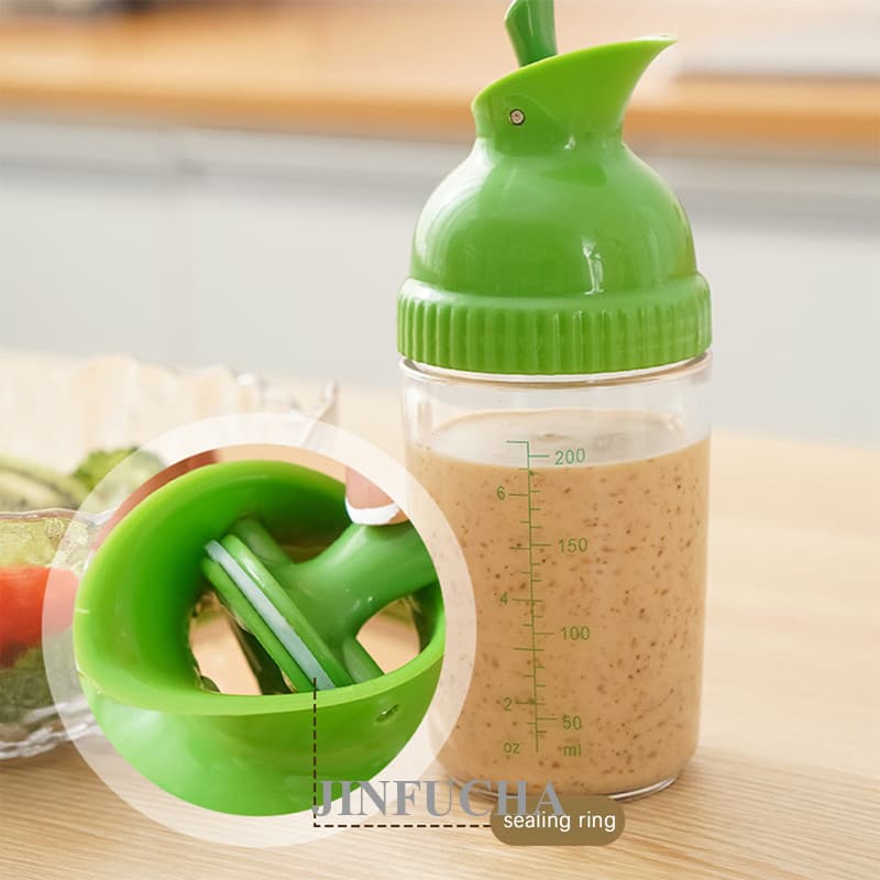 Jinfucha Garrafa De Óleo Fácil Aperto Salada Molho Shaker Molhos Dispensador Recipiente Com Escala Misturador À Prova De