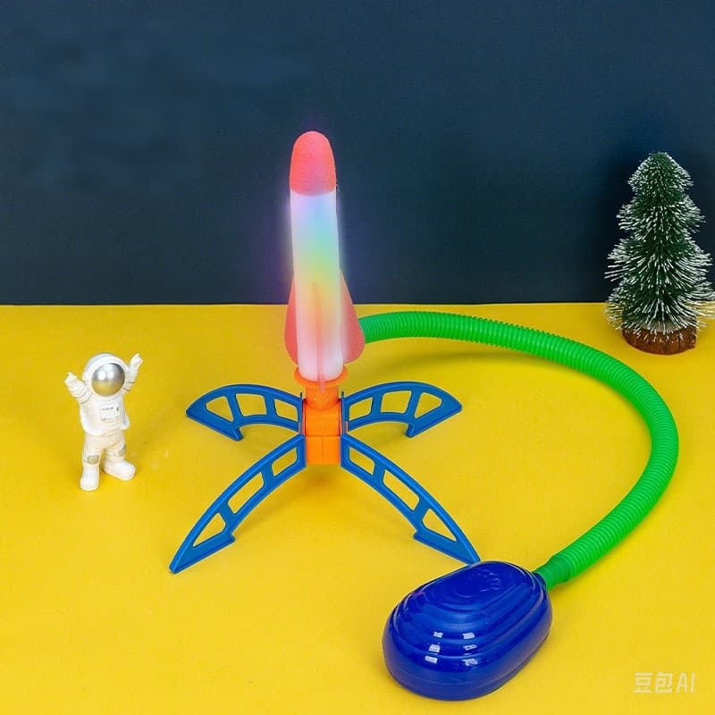 Pé vôo pequeno foguete esponja Material macio LED luminoso ejeção avião UFO brinquedos infantis ao ar livre
