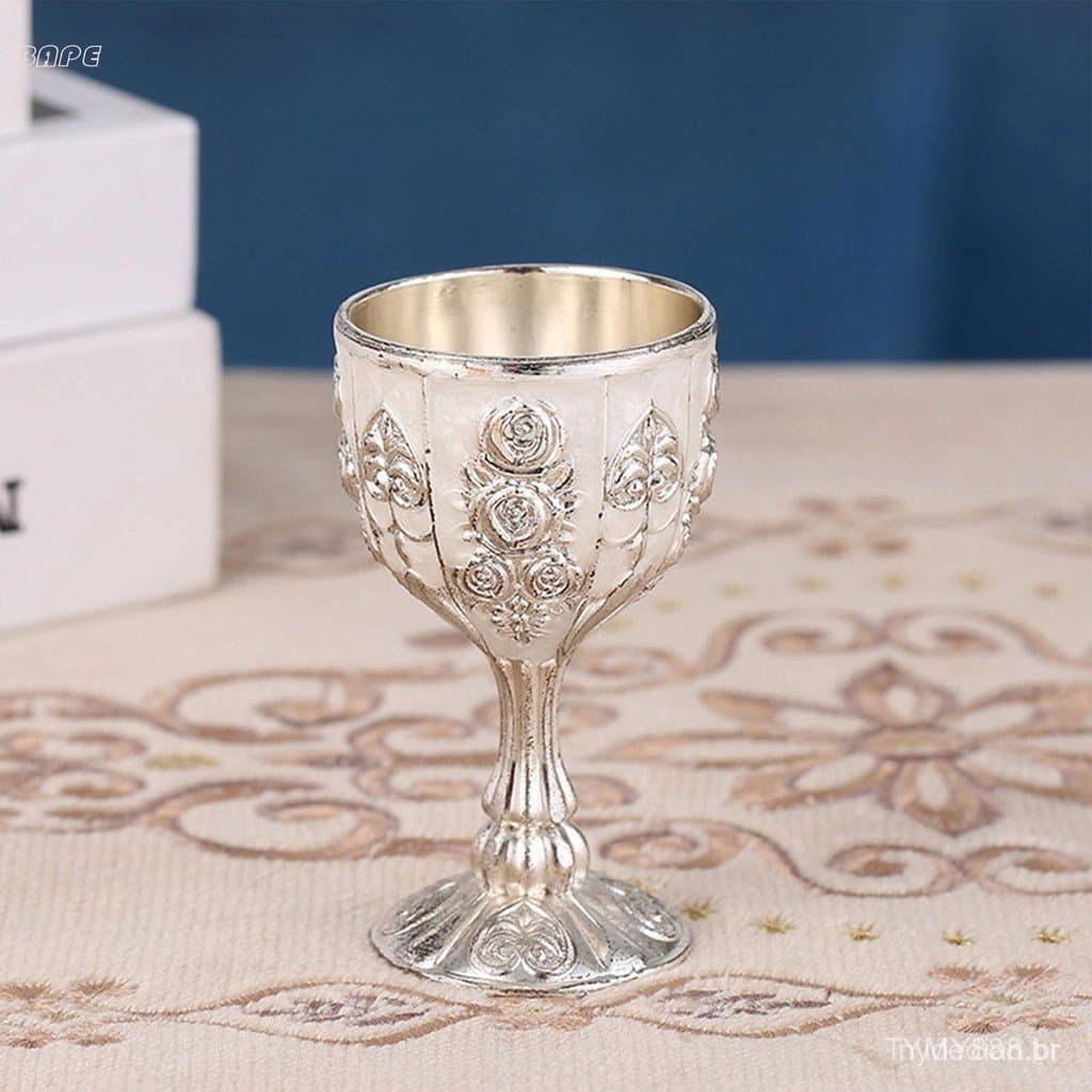Taça de Vidro Vintage Estilo Vinho Metal Clássico Medieval Estilo Europeu