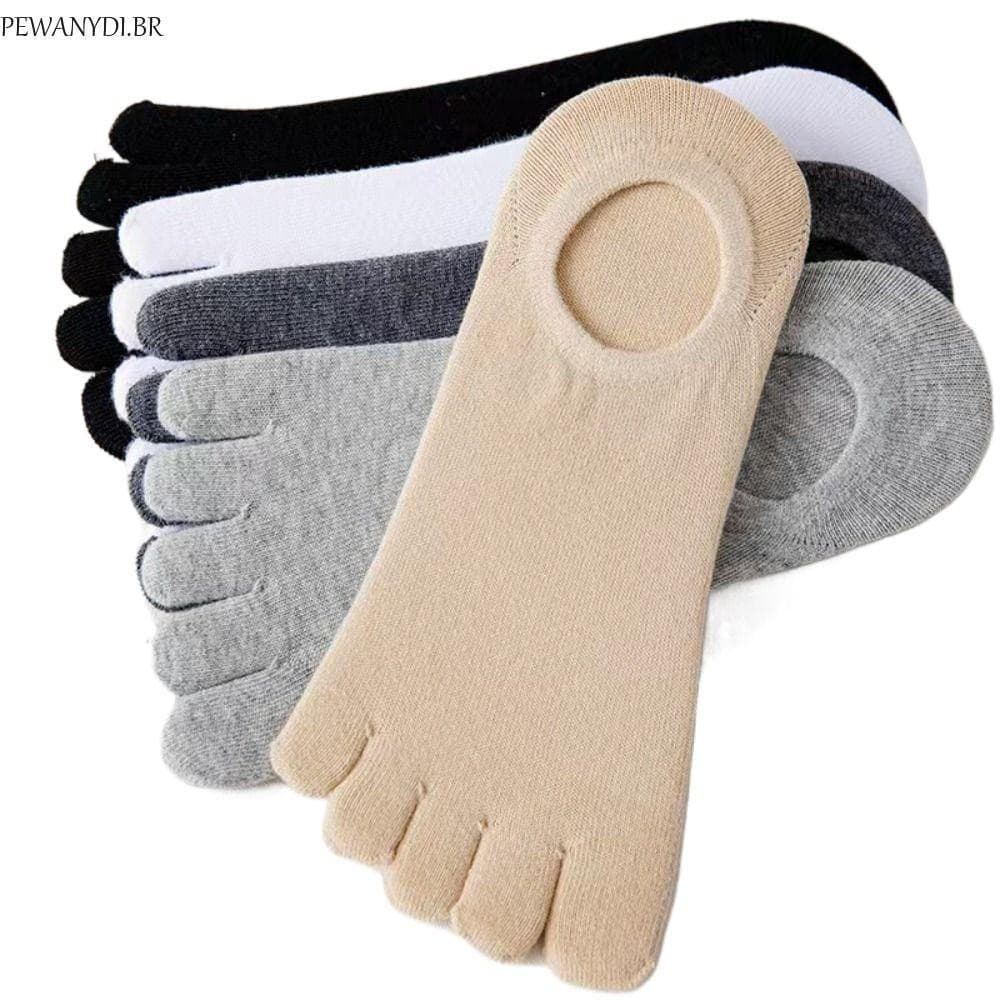 PEWANYDI Meias Masculinas De Cinco Dedos , Invisíveis De Algodão Antiderrapantes Com Esportivas Elásticas Simples Para M