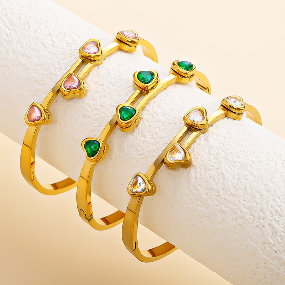 Pulseira de aço titânio com incrustações em forma de coração, entrelaçada de forma irregular, pulseira versátil de aço i