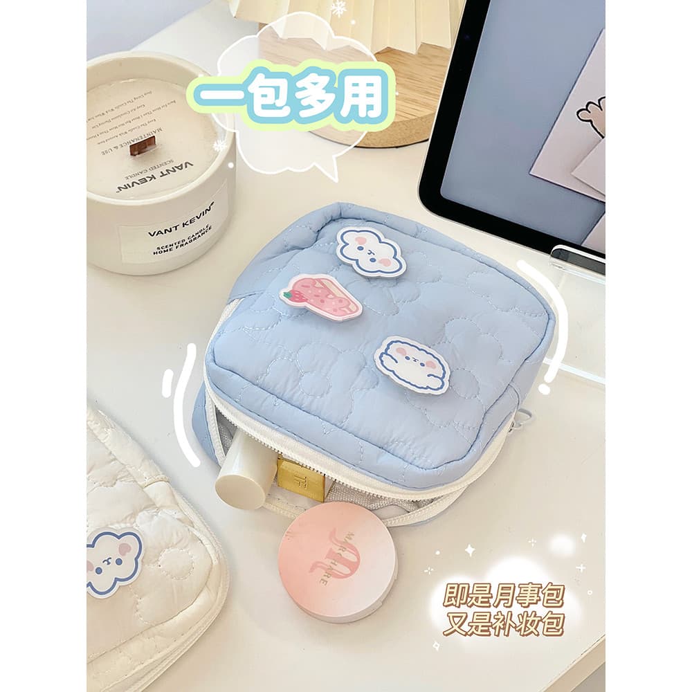 Saco de armazenamento de guardanapo sanitário cor creme portátil viagem tia toalha saco Outing batom pressionado pó saco