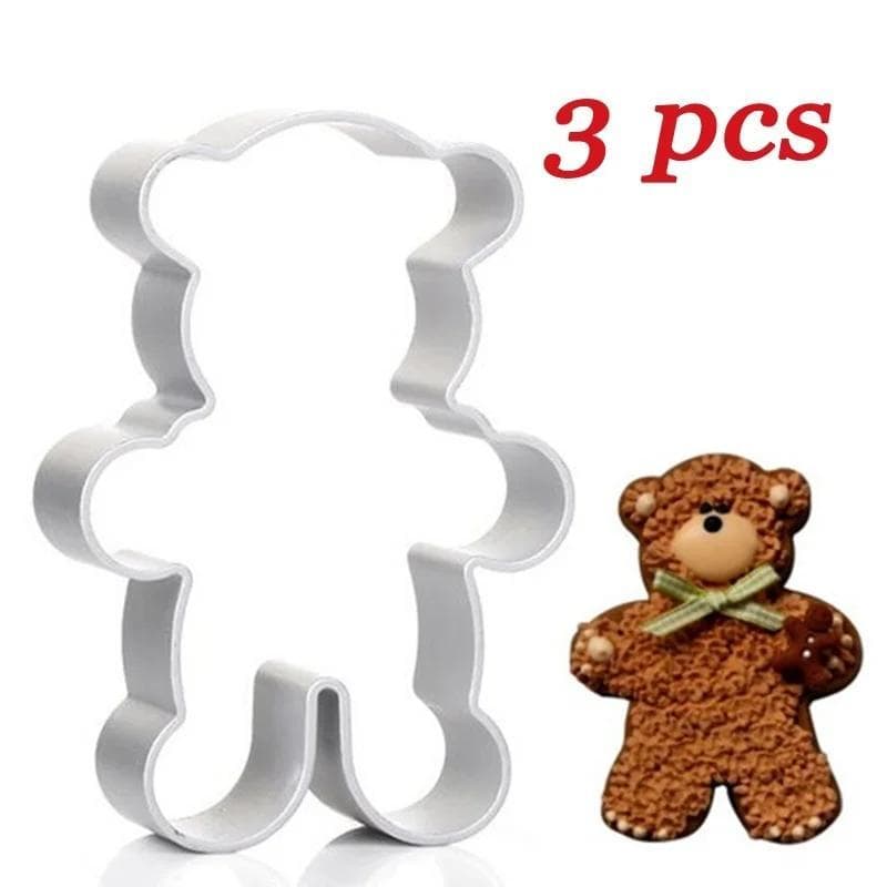 3 Pçs Liga De Metal Bolo Biscoito Bakeware Molde Cortadores Fondant Cozinha Diy Pequeno Urso Ferramentas De Cozimento Pa