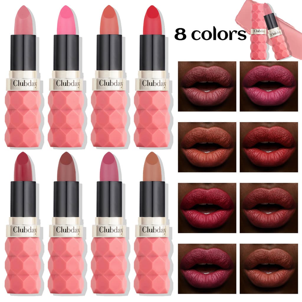 Clubday Diamond Cut Matte Batom Antiaderente Veludo 8 Cores Fosco Novo Estilo Batom SUTN