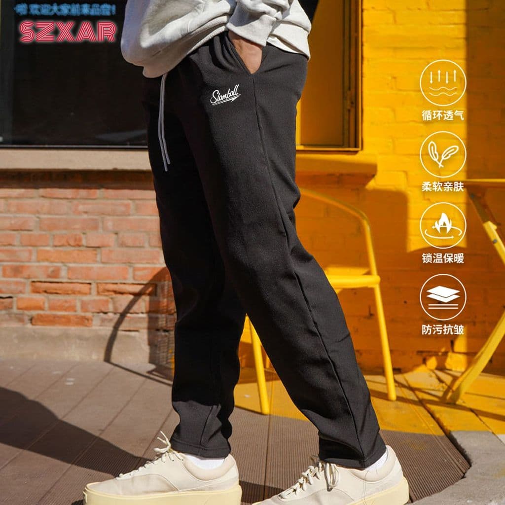 SLAMBALL inverno novo estilo esportes calças casuais homens tecido forro de lã Sweatpants em linha reta solta All-Match