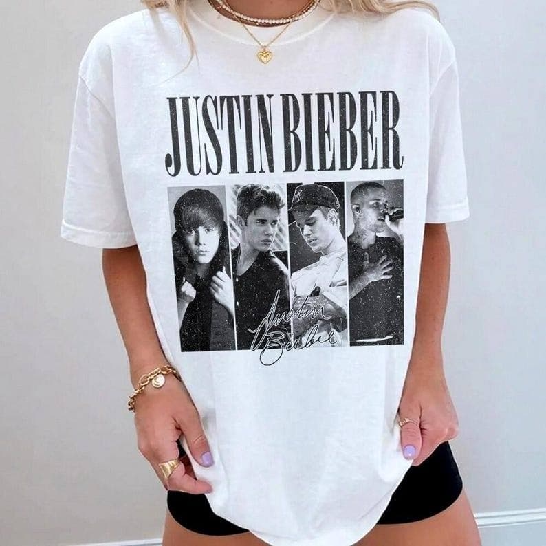 「BR.Moonlight」Camiseta Unissex Justin Bieber Journey Estampa Vintage Confortável Divertida Estilosa Moda Casual