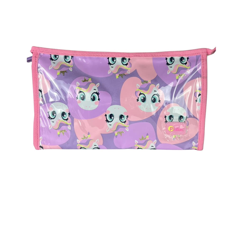 Necessaire Grande Menina Unicórnio Diamante Rosa Organizadora Viagem Escolar Original Puket