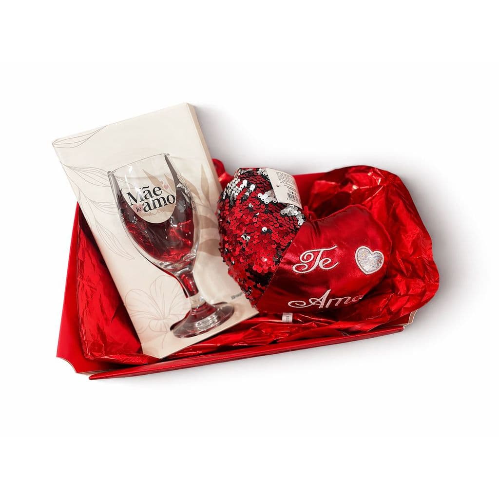 Dia Das Mães Cesta Taça de Vinho e Coração