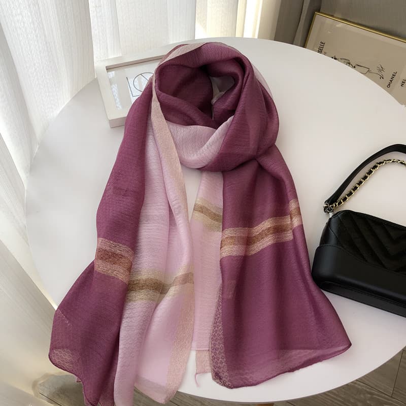 Primavera outono estilo ocidental verde seda algodão lenço de seda feminino gradiente amoreira lenço de seda xale dupla