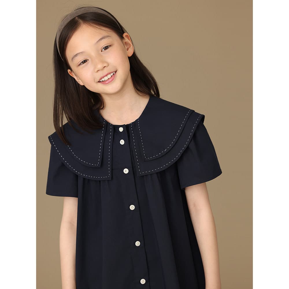Haya roupas infantis vestido de verão saias médias grandes crianças puro algodão Retro estilo Preppy vestido Casual meni