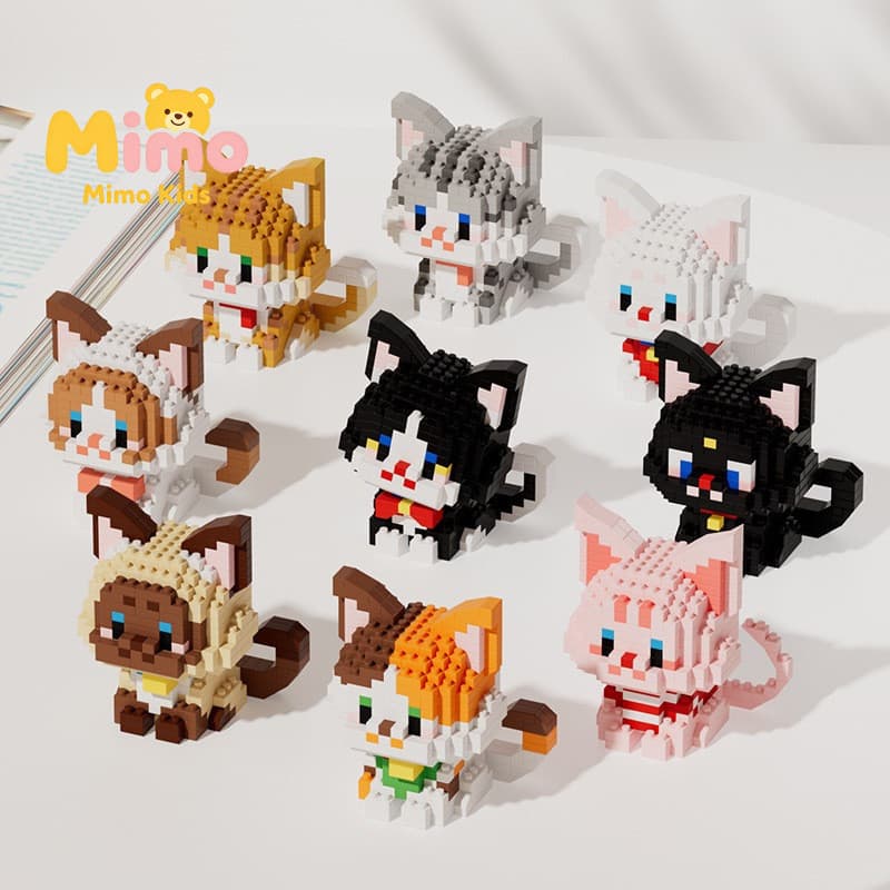 Blocos De Construção Tijolos Para Gatos Bonitos Montagem Brinquedos Partículas Desenvolvimento Infantil Educação Coleção