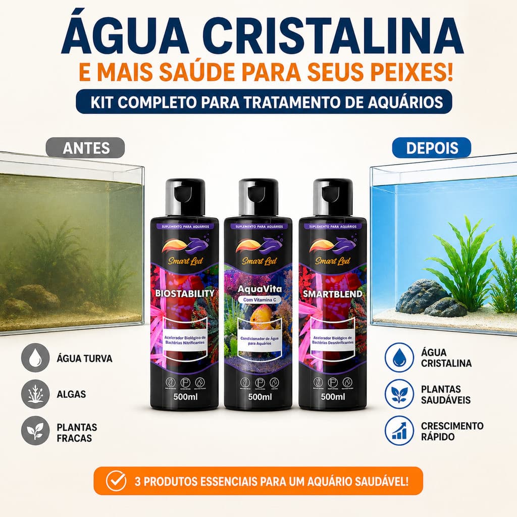 Kit Completo Para Qualidade da Água do Aquário 3x500ml