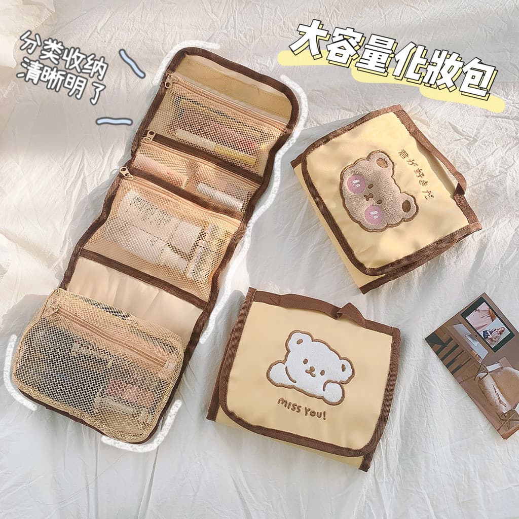 Saco cosmético portátil passeio de grande capacidade viagem pequeno bonito ins estilo saco de armazenamento documento sa