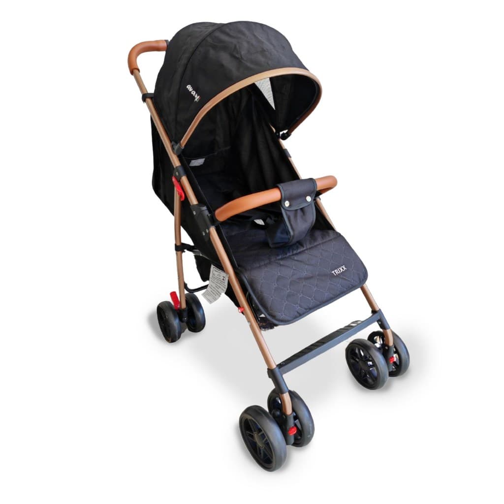 Carrinho De Bebê Compacto Avanti Trixx Marrom Preto Fechamento Rápido