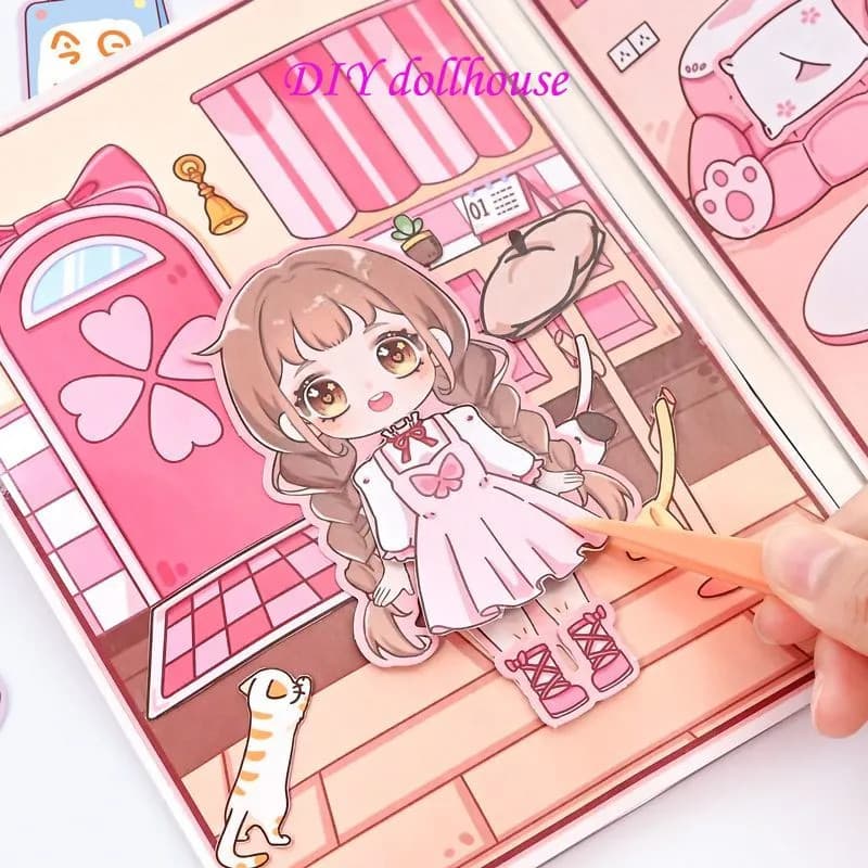 Homem Xiaoman Bonitinho Desenho Animado Menina Coração De Beliscando Música Papel Doll House Quiet Book Kids Feita À Mão