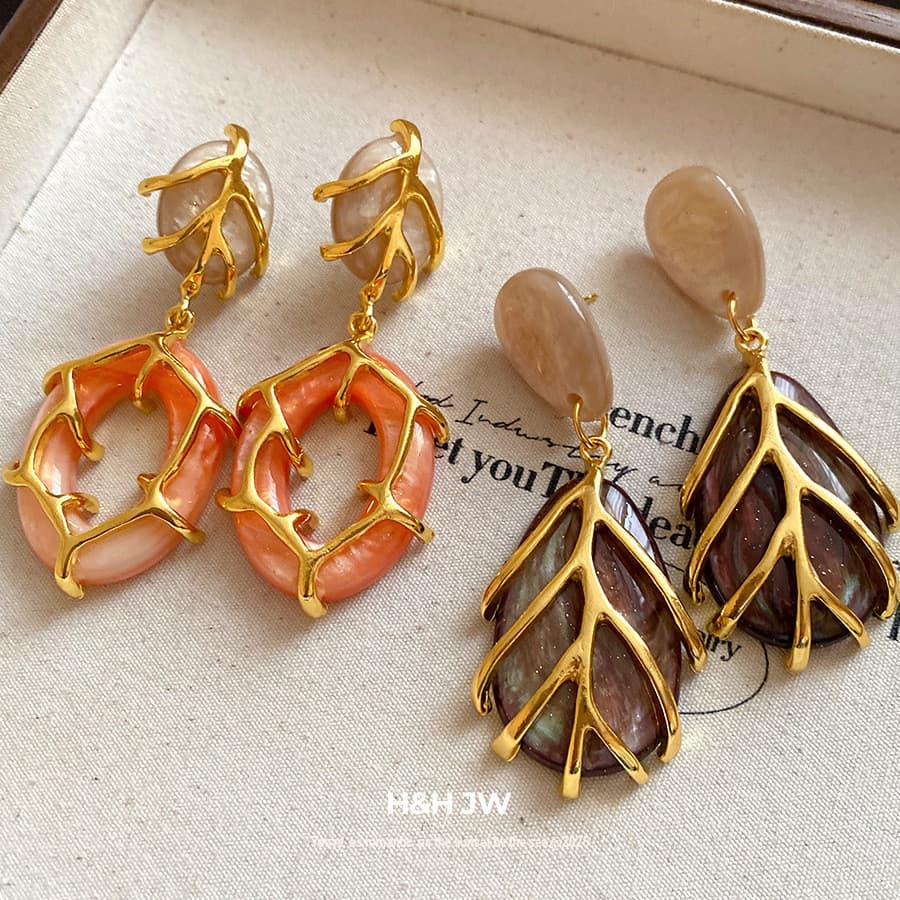 Agulha de prata resina oco Oval brincos outono inverno Medieval vintage brincos luz luxo High-End brincos