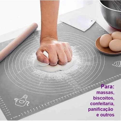 Tapete Culinário Silicone Abrir Massa 50x40cm Antiaderente