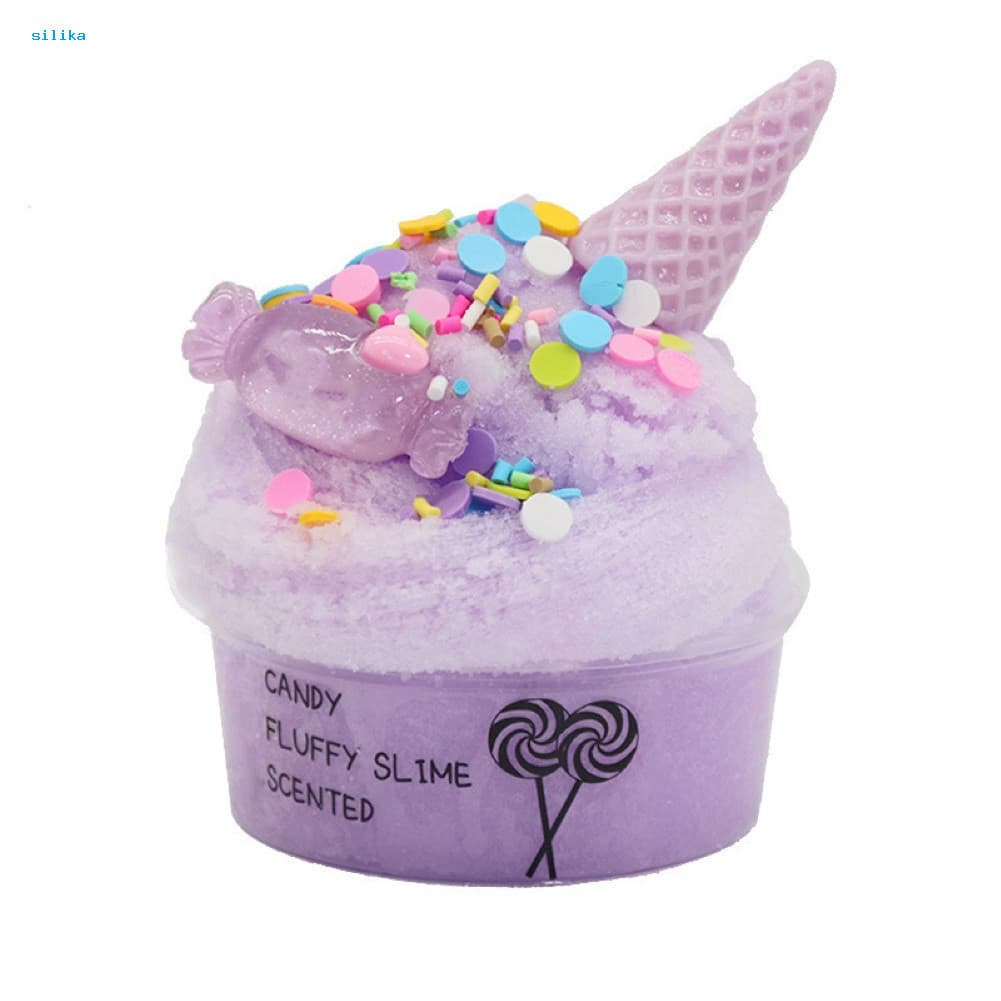 SK_ 60ml Adulto Criança Bonito Doce Sorvete Slime Argila Plasticina Lama Brinquedo De Descompressão