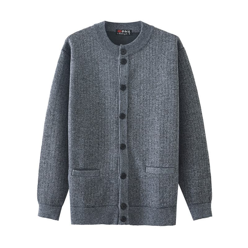 Primavera outono roupas de manga comprida cordão gola alta Extra grande mais Cardigan gordo misturado lã vovô roupas