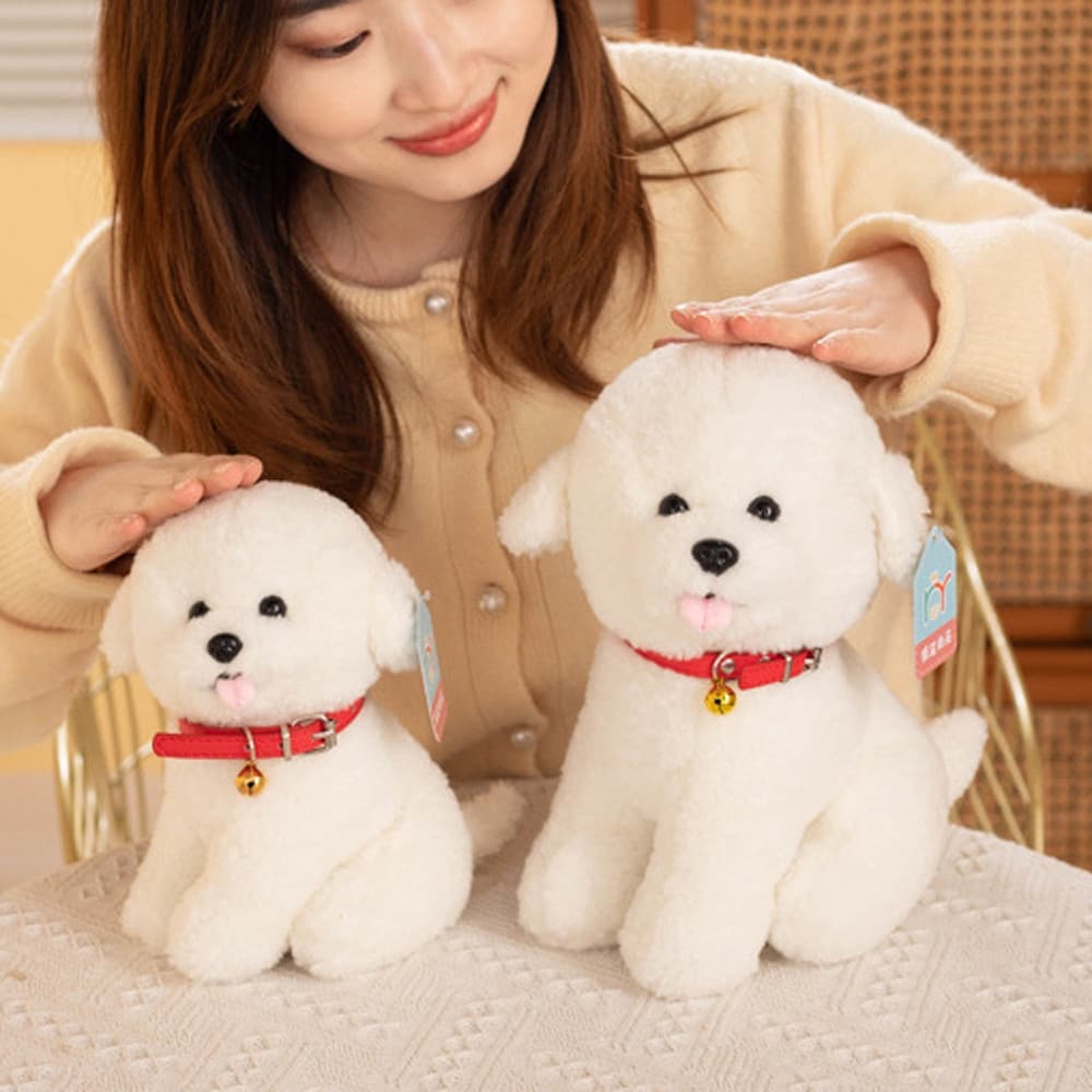 Brinquedo De Pelúcia Barba Branca Fofinha Bichon Frise Dog Stuffed