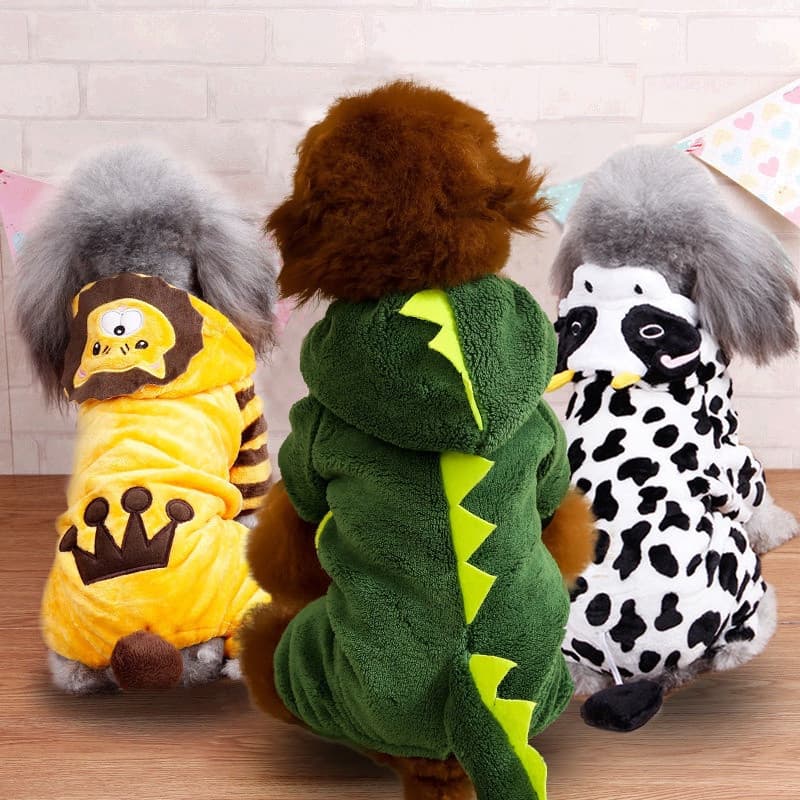 Roupas Para Cães Shih Tzu Dinossauro Cartoon Tigger Pikachu Cachorros O Inverno Teddy Pomeranian Cat Dog Pajama Costume
