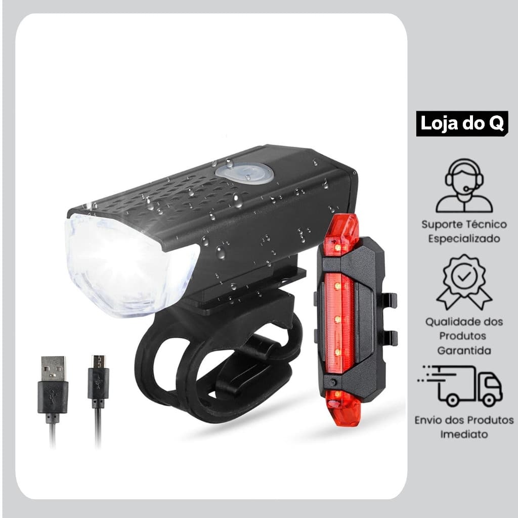 Conjunto de farol e lanterna de bicicleta, luz impermeável Super LED