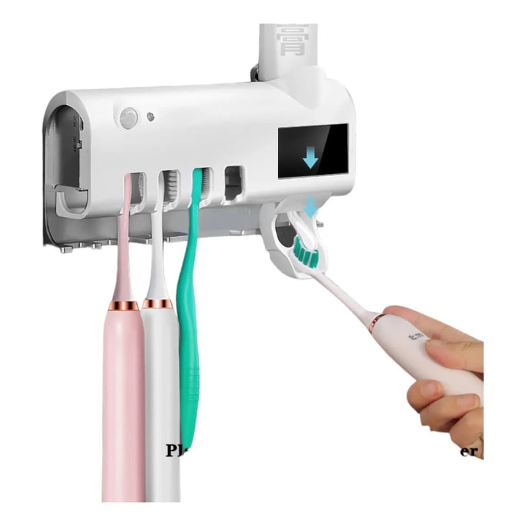 Porta Escova De Dente Com Esterilizador Uv E Suporte P Pasta