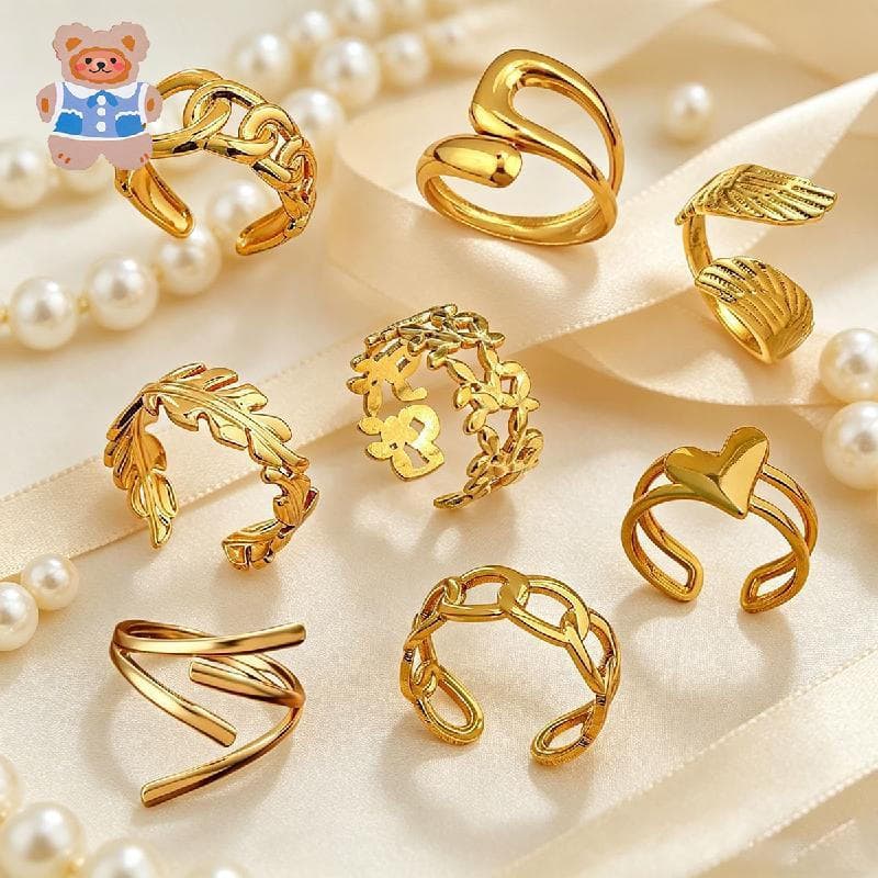 Anel Geométrico Dourado Para Mulheres , Sua Personalidade , Vintage , Ajustável , Versátil , Joias , Acessórios Da Moda