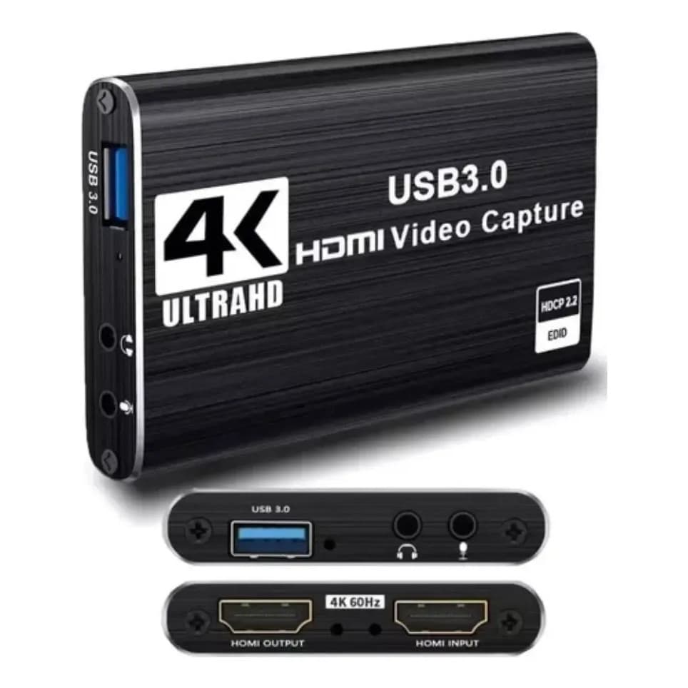 Placa de Captura Vídeo 4k Hdtv 1080p 60fps Usb 3.0 Full Hd Loop Áudio