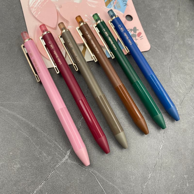Caneta Gel de secagem rápida com luz da manhã, cor retrô 0.5 tipo Push, caneta tinteiro preta de alto valor, assinatura