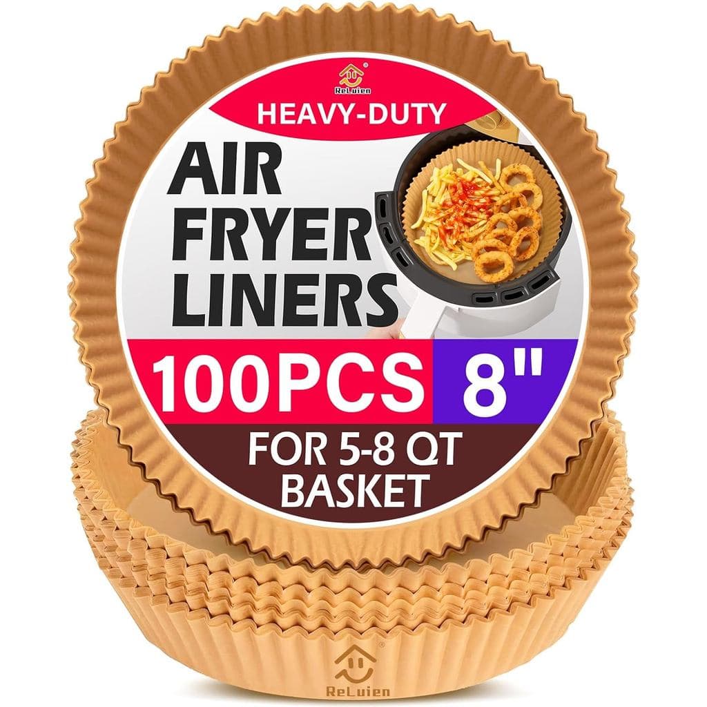 Forros de Papel para Air Fryer, 100 Unidades de Forros de Papel Antiaderentes e Resistentes a Óleo para Air Fryer, Forro